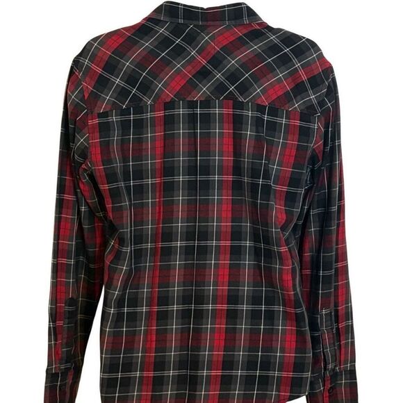 Ocean Pacific Plaid Long Sleeve Button Down Red Black Size Large - Picture 5 of 5